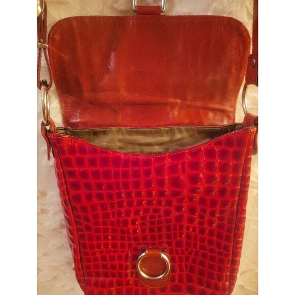 Original THE TREND Red Crocodile Print Cross Body Bag - Picture 5 of 13